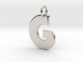 Small Gold Pendant Letter Initial G Disco in Platinum