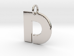 Small Gold Pendant Letter Initial D Disco in Platinum
