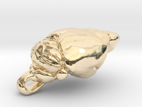 Mouse Brain Pendant (1:1, anatom. accurate) in 14K Yellow Gold