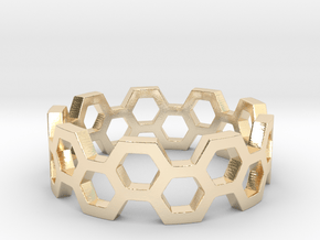 Honeycomb Ring_A in 14k Gold Plated Brass: 5 / 49