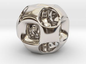 Ported Cube Pendant_02 in Rhodium Plated Brass