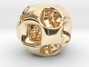 Ported Cube Pendant_02 in 14K Yellow Gold