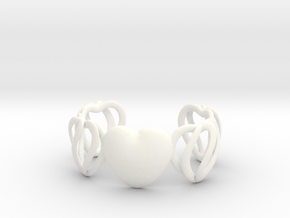 Heart Cage Bracelet (5 large Hearts, one solid) in White Processed Versatile Plastic