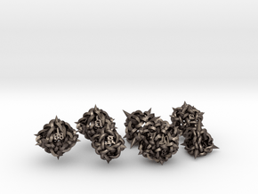 Knot polyhedral set with decader in Polished Bronzed-Silver Steel