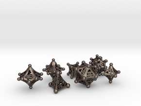 Roman polyhedral set with decader in Polished Bronzed-Silver Steel
