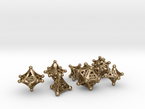 Roman polyhedral set with decader in Polished Gold Steel
