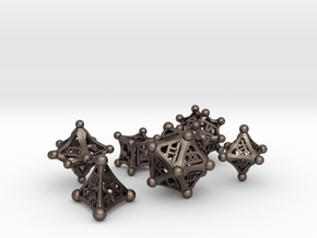 Roman polyhedral set in Polished Bronzed-Silver Steel
