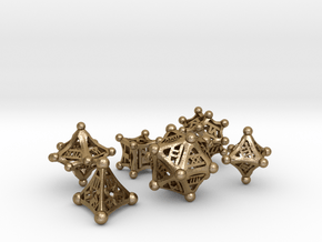 Roman polyhedral set in Polished Gold Steel