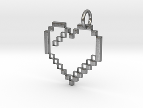 Gold heart pendant geek video game jewelry pixl by in Natural Silver
