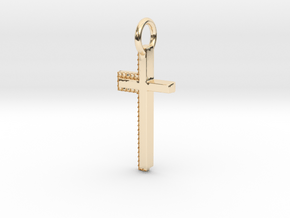 Gold Cross Pendant Geek Video Game Jewelry Pixl By in 14k Gold Plated Brass