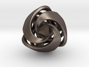 Twisted Geometric Pendant - Tetra in Polished Bronzed-Silver Steel: Medium