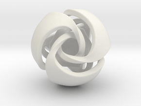 Twisted Geometric Pendant - Tetra-Sphere in White Natural Versatile Plastic: Small