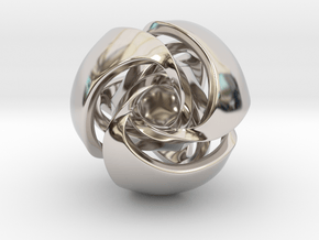Twisted Geometric Pendant - Tetra-Sphere in Rhodium Plated Brass: Small