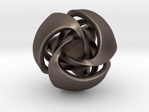 Twisted Geometric Pendant - Tetra-Sphere in Polished Bronzed-Silver Steel: Medium