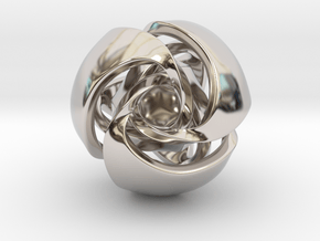 Twisted Geometric Pendant - Tetra-Sphere in Rhodium Plated Brass: Large