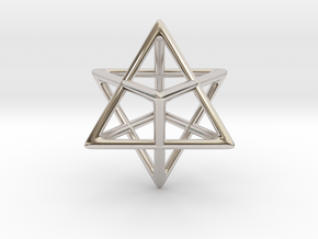 Star Tetrahedron Pendant in Rhodium Plated Brass: Medium