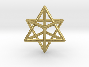 Star Tetrahedron Pendant in Natural Brass: Medium