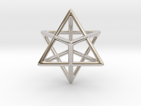 Star Tetrahedron Pendant in Rhodium Plated Brass: Large