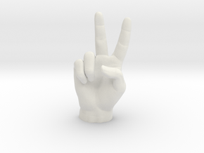 Victory sign l hand in White Natural Versatile Plastic: Extra Small