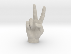 Victory sign l hand in Natural Sandstone: Extra Small