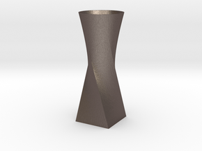 Twist Vase in Polished Bronzed Silver Steel