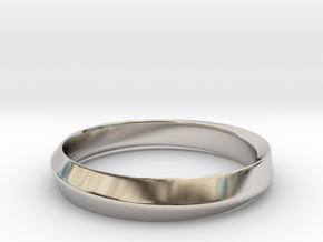 Mobius Ring - 90 _ Wide in Rhodium Plated Brass: 5 / 49