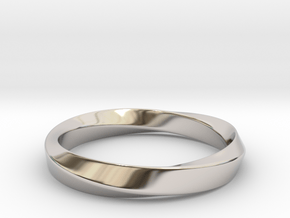 Mobius Ring - 270 _ Wide in Rhodium Plated Brass: 8 / 56.75