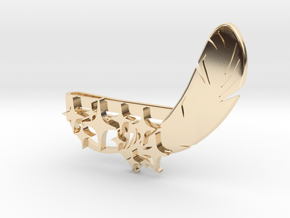 "Feather and 9 Stars" Collar / tie Clip in 14K Yellow Gold