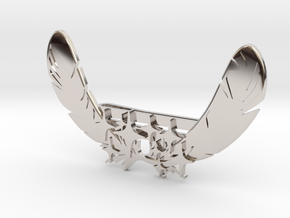 2 Feather and 9 Stars Collar / Tie Clip  -  LLFes in Rhodium Plated Brass