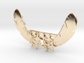 2 Feather and 9 Stars Collar / Tie Clip  -  LLFes in 14K Yellow Gold