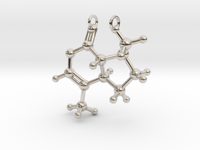 3D Catnip (Nepetalactone) Molecule Necklace in Rhodium Plated Brass