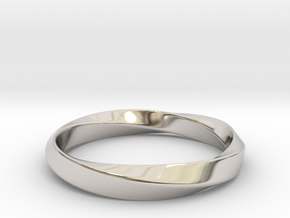 Mobius Ring - 360 _ Wide in Rhodium Plated Brass: 5 / 49