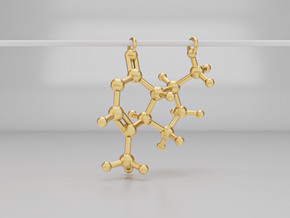 3D Catnip (Nepetalactone) Molecule Necklace in Polished Gold Steel