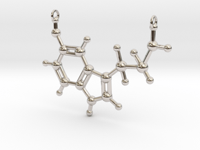 3D Serotonin Molecule Necklace in Rhodium Plated Brass