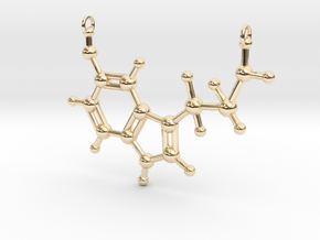 3D Serotonin Molecule Necklace in 14K Yellow Gold