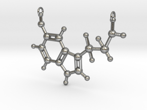 3D Serotonin Molecule Necklace in Natural Silver