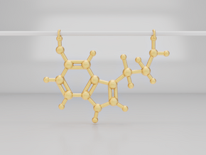 3D Serotonin Molecule Necklace in Polished Gold Steel