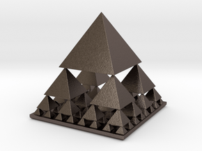 Fractal Pyramid in Polished Bronzed-Silver Steel