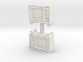 Old Television (x2) 1/76 in White Natural Versatile Plastic