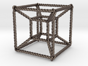 Twisted Tesseract RH in Polished Bronzed-Silver Steel