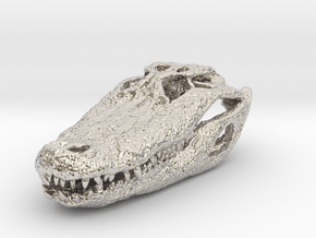 alligator skull 65mm in Rhodium Plated Brass