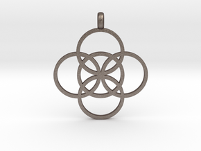 FIVE FOLD Symbol Jewelry Pendant in Polished Bronzed Silver Steel