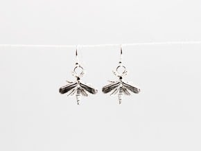 Thrips Earrings - Entomology Jewelry in Natural Silver