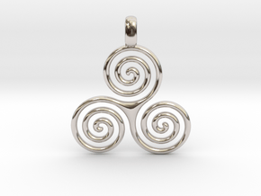 TRIPLE SPIRAL Minimal Symbol Jewelry Pendant  in Platinum
