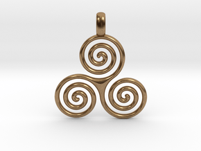 TRIPLE SPIRAL Minimal Symbol Jewelry Pendant  in Natural Brass