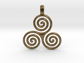 TRIPLE SPIRAL Minimal Symbol Jewelry Pendant  in Natural Bronze