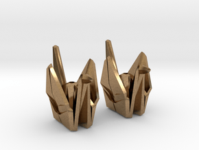 Origami Crane Bead Earrings in Natural Brass