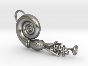 Nautilus Playing a Trumpet in Natural Silver