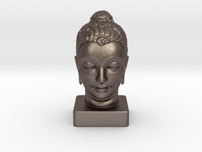 Gandhara Buddha 12 inches in Polished Bronzed-Silver Steel