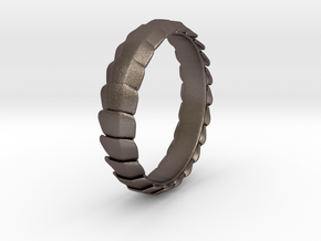 Centipede Armor Ring in Polished Bronzed-Silver Steel: 5 / 49
